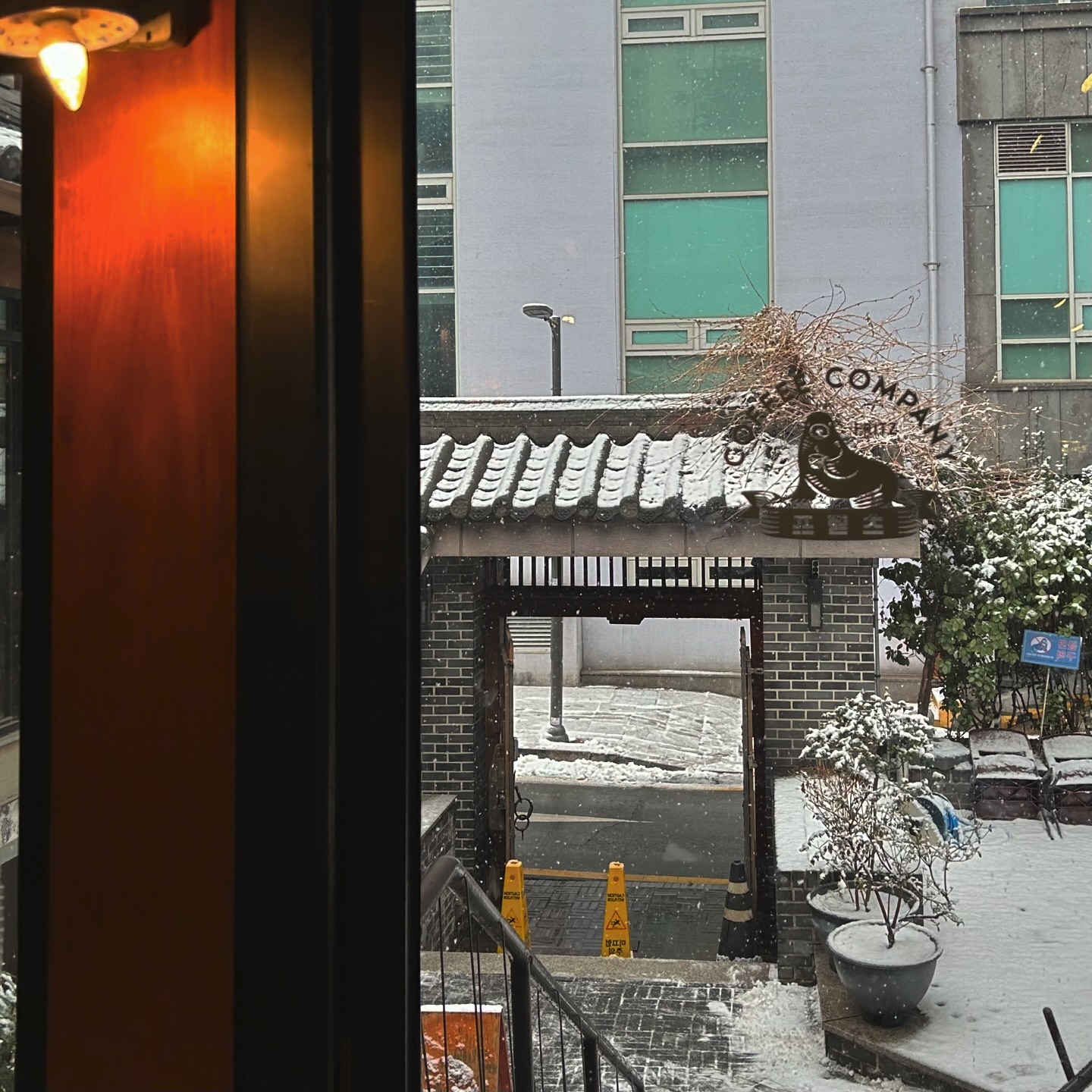 눈온다